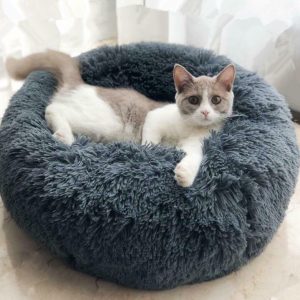 Round Plush Pet Bed for Small Dogs & Cats