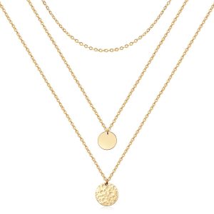 2c9cc8a9-d426-45c7-a7fe-0007e29ab5d2.jpg 14K Gold Layered Choker Necklace – Bar & Coin Charm Pendant
