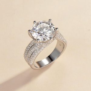 5ct Moissanite Engagement Ring for Women – 11MM D Color VVS1 Stone, Luxury Wedding & Anniversary Gift