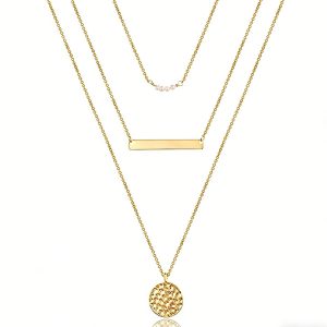 68c80675-3a56-49ca-8d3a-034283aa3d55.jpg Layered Gold Choker Necklace – 14K Y Pendant & Bar Disc Design