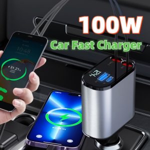 100W Fast Charging Metal Car Charger (USB & Type-C)