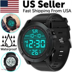 Military Digital Sports Watch – Waterproof LED Wristwatch for Men
