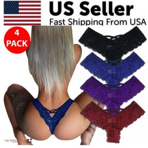 4-Pack Women’s Sexy Lace G-String Panties – Plus Size