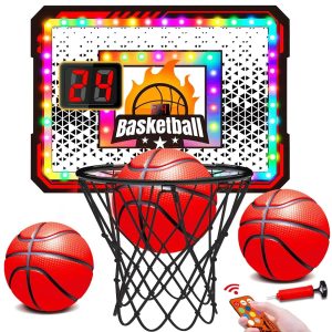 Indoor LED Basketball Hoop Set with Scoreboard & Remote