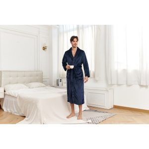 Men’s Plush Long Bathrobe – Soft & Warm