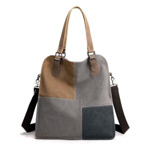 Cotton Canvas Crossbody Bag – Diamond Design