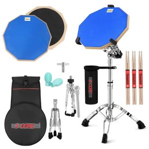 5 Core 12" Drum Practice Pad Set with Adjustable Stand